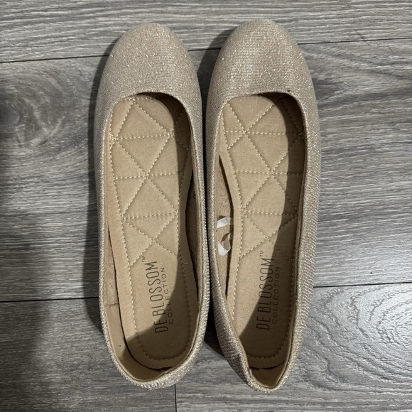 De Blossom Collection Gold Glitter Ballet Flats Shoes Size 8 Women Party - Picture 9 of 11